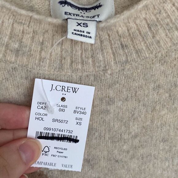 J. Crew Factory Colorblock mockneck sweater in extra-soft yarn Heather Oatmeal X - Picture 3 of 5